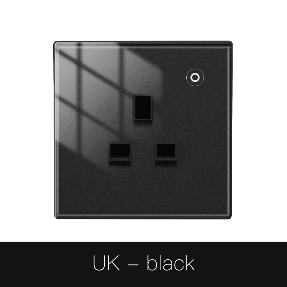 Wifi Tuya Smart Stopcontact Glas Panel Outlet Power Monitor Touch Plug Relais Status Licht Modus Verstelbare Smart Leven App alexa: UK Black