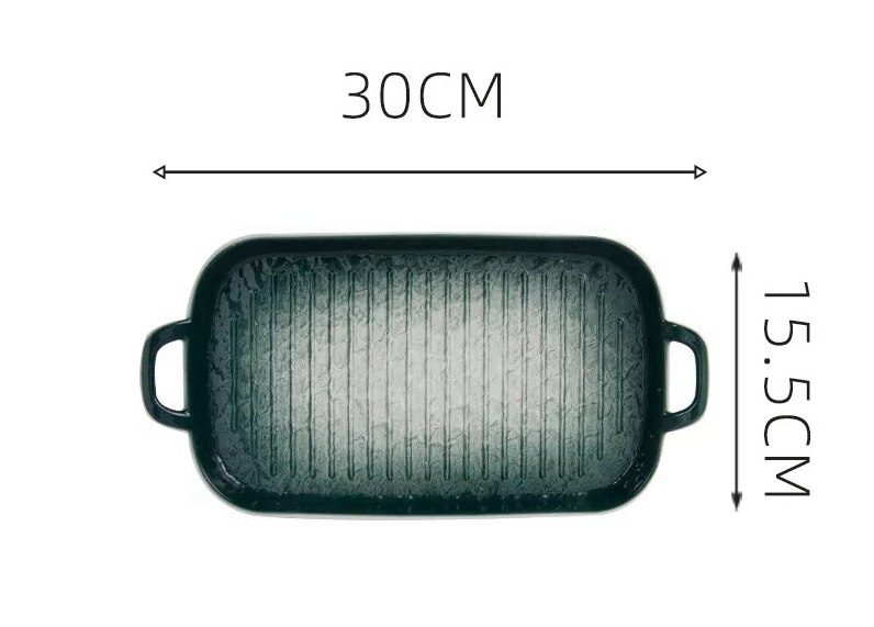 Ijs Crack Diner Plaat Servies Met Dubbel Handvat Cermics Bakvormen Servies Set: green