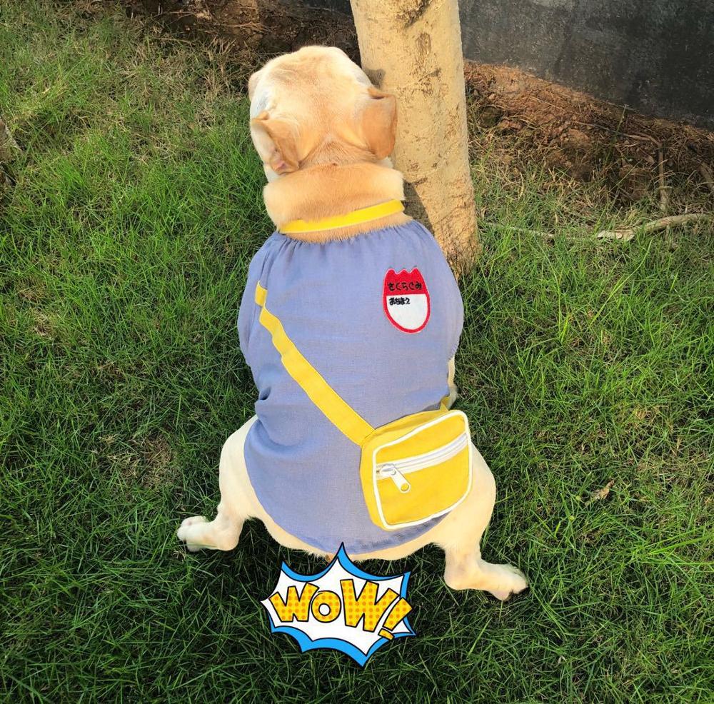 Zomer Leuke Katoenen En Linnen Japanse School Uniform Leuke Schooltas T-shirt Franse Bulldog Schnauzer Teddy Vet Hond Kleding