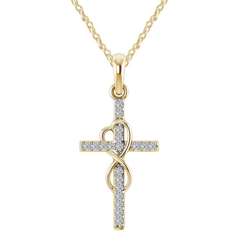 Mode Vrouwelijke Kruis Hangers Ketting Goud Kleur Crystal Jesus Cross Hanger Ketting Voor Vrouwen Sieraden Voor Mannen/Vrouwen: gold color