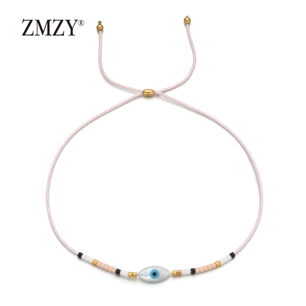 ZMZY – Bracelet en corde bohème turc mauvais œil, perles MIYUKI, breloque en coquillage, Boho Bileklik, de fête, bijoux: 6