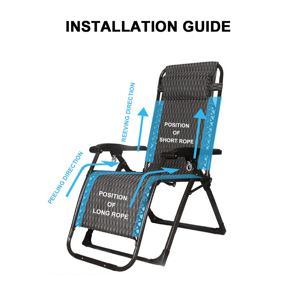 Recambio de silla reclinable de malla transpirable, tela de repuesto para sofá, silla plegable de jardín, cojín de relajación y cordones