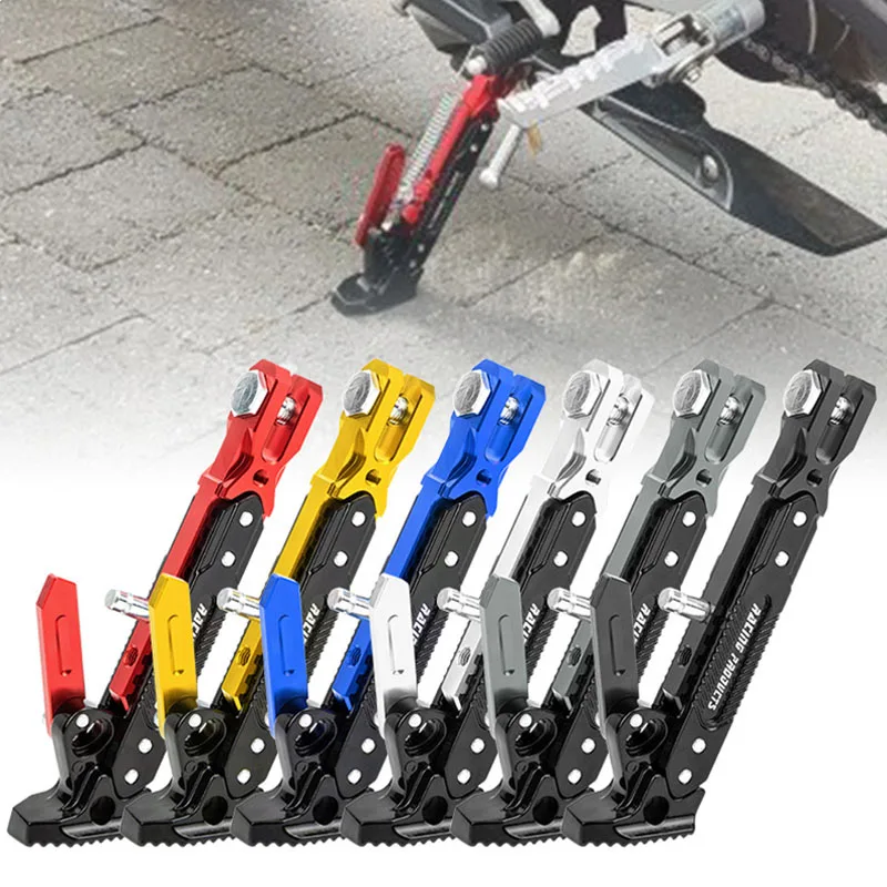Universele Motorfiets Standaard Zijsteun Kick Beugel Voet Stand Verstelbare Zijstatief Legering Motor Parking Kickstand