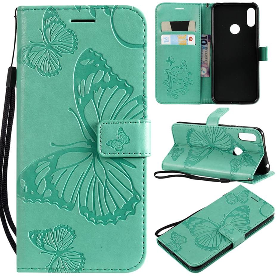 3D Vlinder Flip Case Voor Huawei Honor 8A JAT-LX1 Case Lederen Portemonnee Telefoon Case Voor Huawei Y6 Honor 8A capa Case