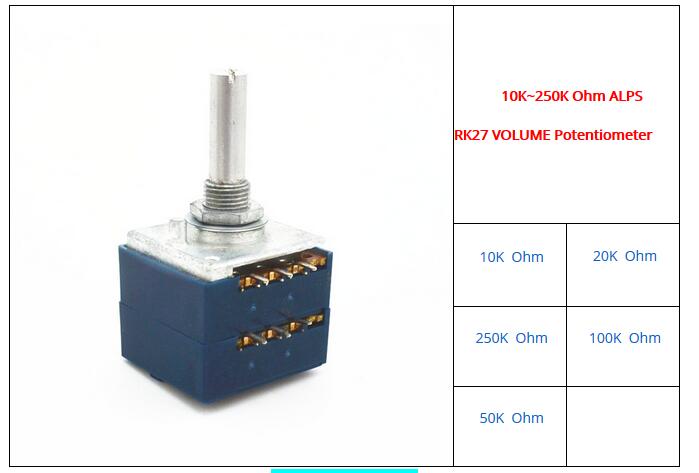 Japan Alpen RK27 VOLUMEN Potentiometer Dual 10KAX2 20KAX2 50KAX2 100KAX2 200KAX2