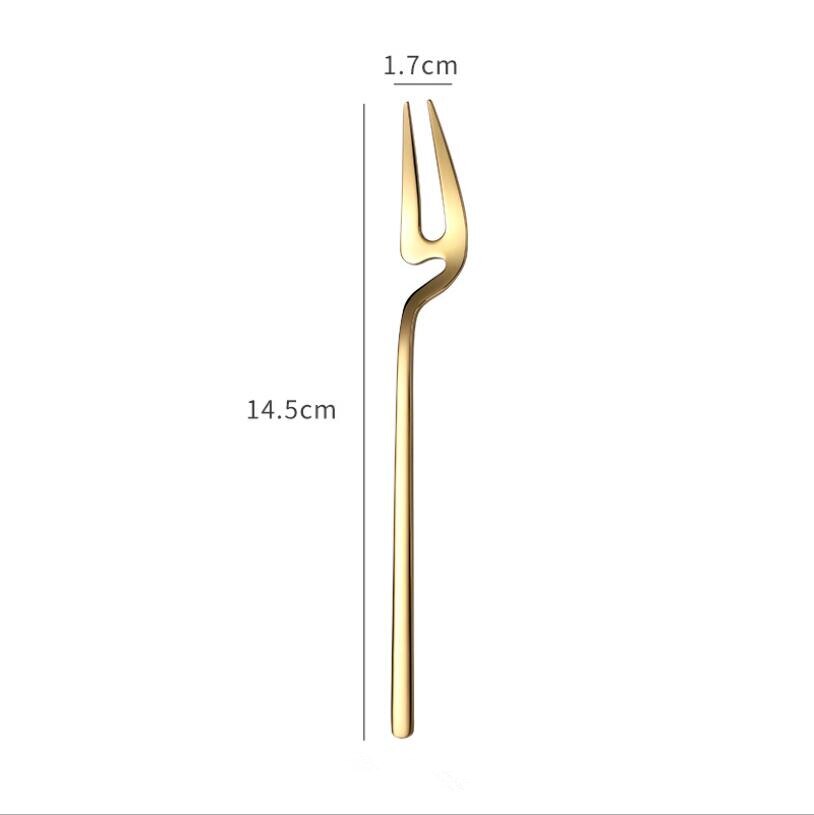 Edelstahl kaffee rühren Kleine löffel hängen tasse löffel Nachtisch obst gabel kaffee löffel nette edelstahl gabeln Mini löffel: Gold Gabel