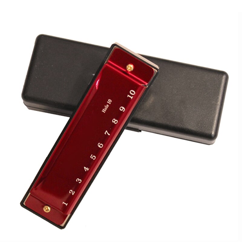 Professionele Harmonica In C Sleutel Met Case 10/24 Gaten Voor Beginer Band Speler En Studenten Te Dragen MC889: Red 10 Holes