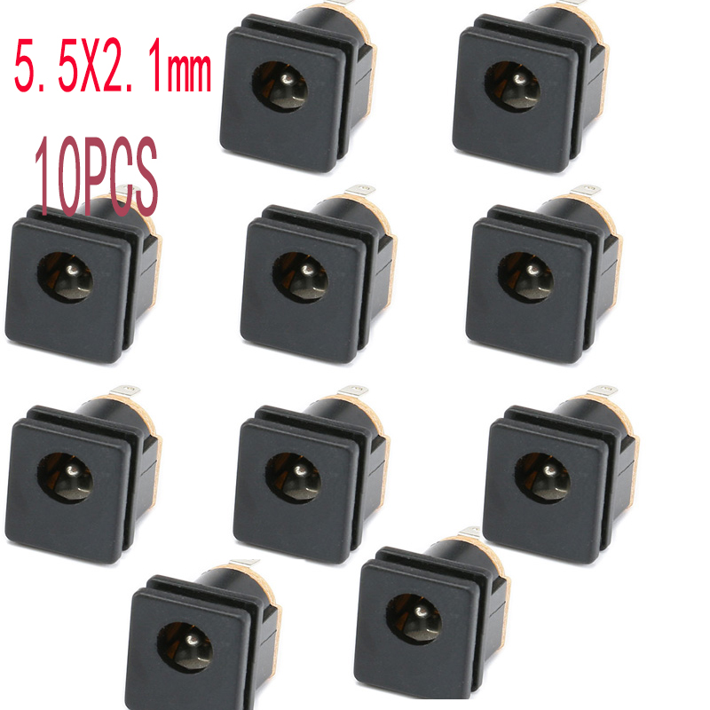 10Pcs DC 5.5x2.1mm 3.5x1.3mm 2.1 2.5 Connectors DC Power Plug Male Female Jack Socket Nut Panel Mount DC Power Adapter Connector: Orange