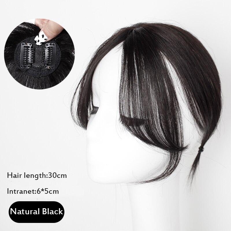 Lvhan grampo de cabelo sintético parte do meio franja preto em linha reta cabelo pedaço de fibra de alta temperatura peruca franja clipe na extensão do cabelo: 4