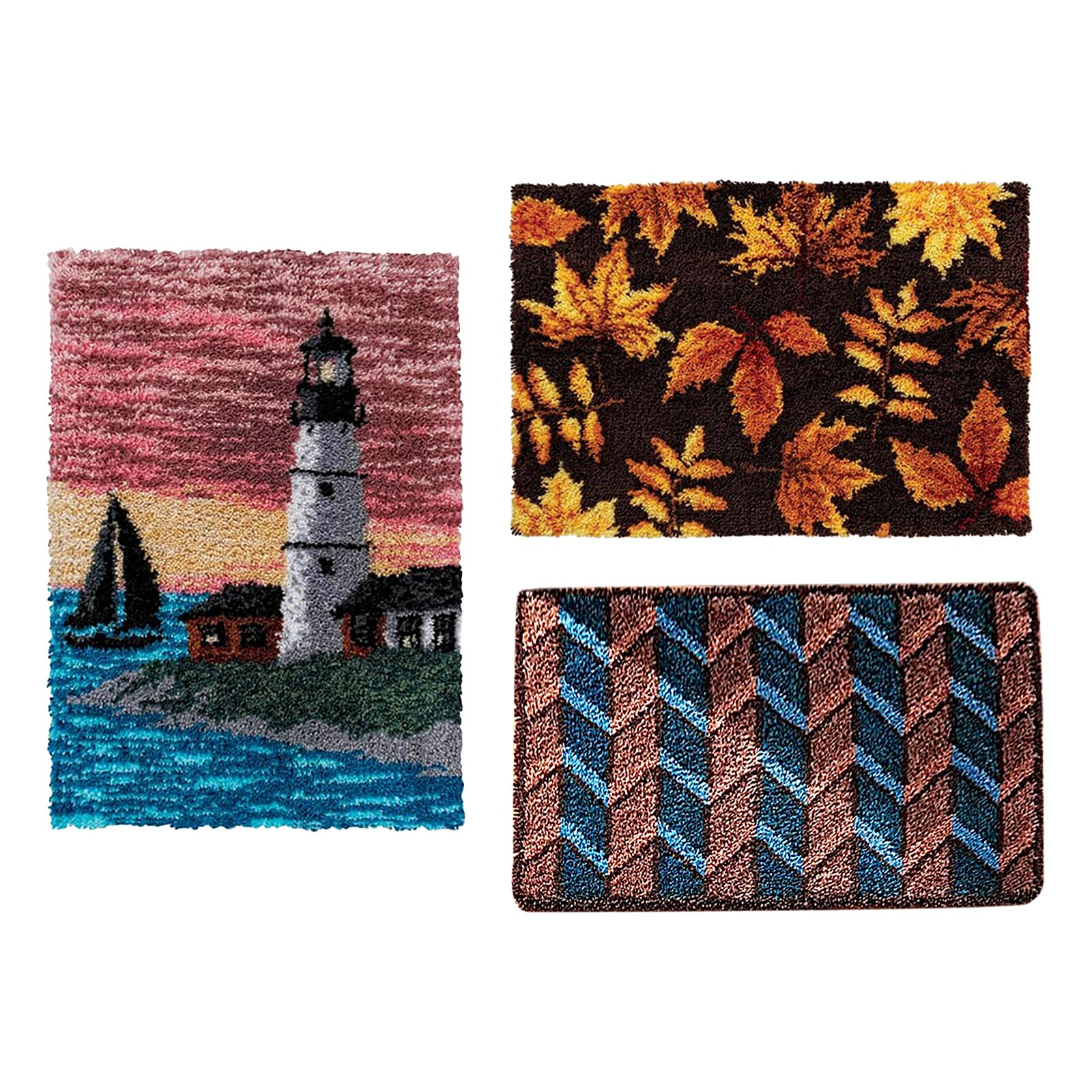Interlocking Hook Kits DIY Crochet Mats with Printed Pattern Canvas Mat