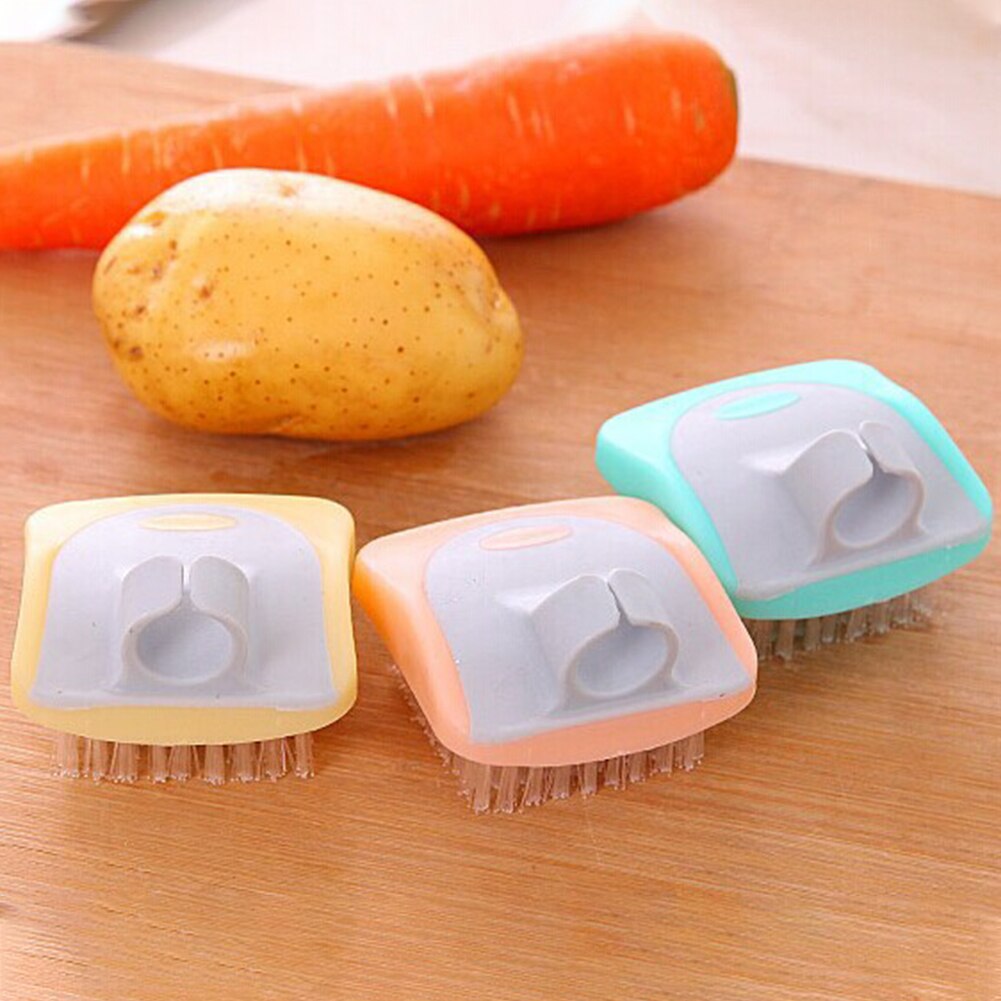 Tools Fruits Vegetables Mini Kitchen Gadgets Dirt Remove Durable Finger Ring Portable Potato Random Color Cleaning Brush Helper