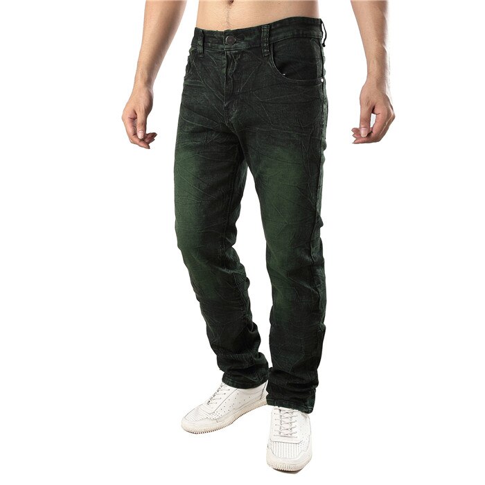 Heren jeans groene hiphop slim biker jeans destroyed fry snowflakes slim fit denim broek elastische streetwear ,6671