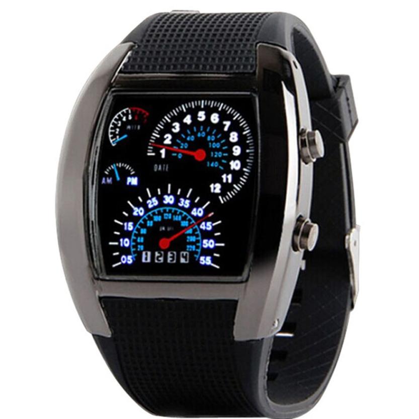Luchtvaart turbo wijzerplaat flits led liefhebbers horloge heren dames sportwagen meter horloges relogio feminino relogio 50p