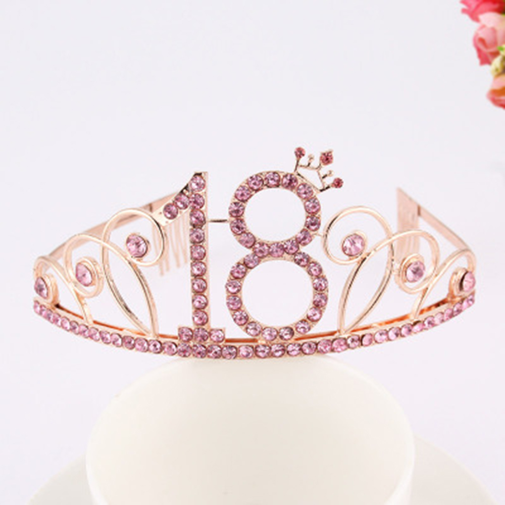 16 18 21th Verjaardag Prinses Tiara Kroon Hoofdband Bruids Haar Band Haar Accessoires Hoofdtooi Bruiloft Voor Vrouwen Anniversary 30: Rose gold-18