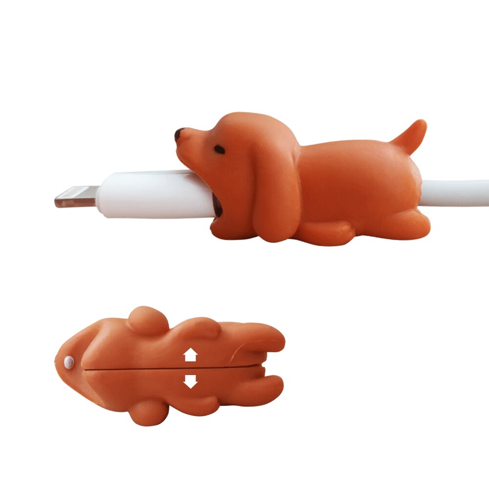 Ochraniacz kabla Cute Animal Bites Winder Organizer dla iphone USB kabel ładujący słuchawki drut kumple Cartoon Protection Cover