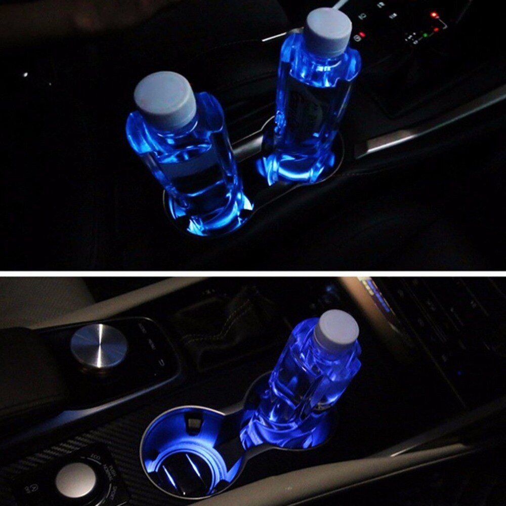 Universal Car LED Light Cup Holder Automotive Interior USB Colorful Atmosphere Lights Lamp Drink Holder Anti-Slip Mat Auto Acces
