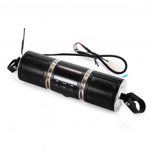 Motorcycle Bluetooth Music Player MP3 Motorcycle Stereo Speaker FM Radio Adjustable LED Screen Waterproof: black