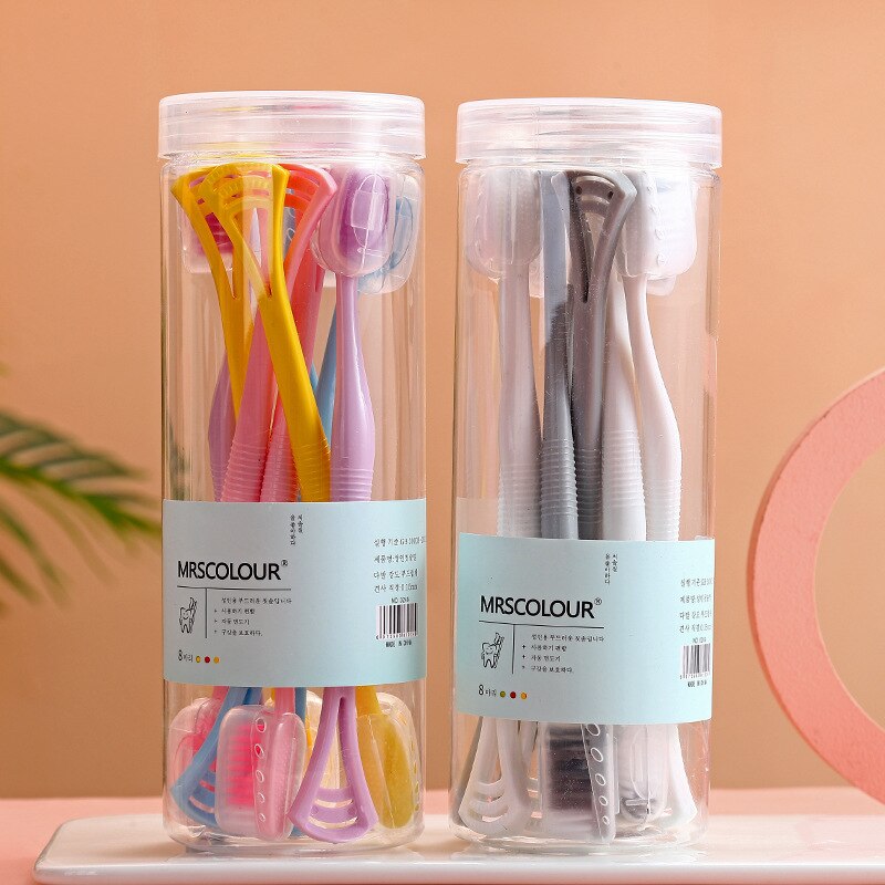 8PC Soft Bristle Color Toothbrush Can Clean Tongue Coated Toothbrush Multifunctional Home Toothbrush Travel Toothbrush