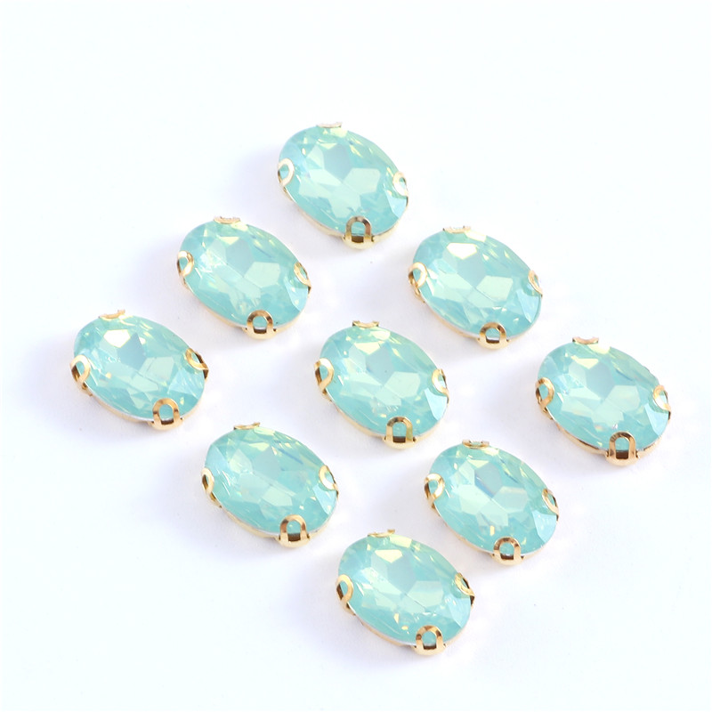 Oval Opal Crystal Green Hars Naaien Op Steentjes Met Goud Claw Naaien Op Steen Voor Kleding Accessoires: Lt.green opal