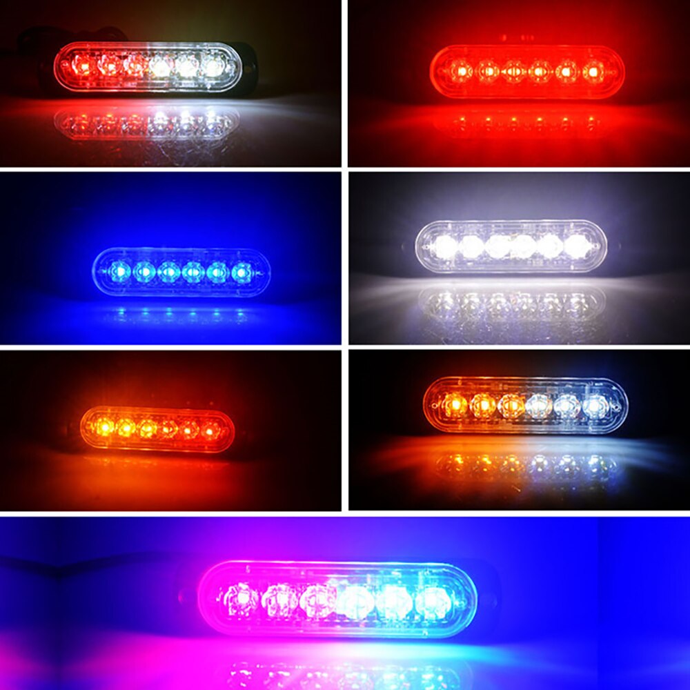 2x lastebiler 12v 24v 6 smd led strobe varsellys strobe grill blinkende lysbjelke bil varelampe gul gul hvit trafikklys