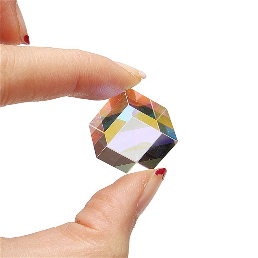 Cube Prism Six-Sided Bright Light Combine Cube Stained Glass Prism Beam Splitting Prism Optical Experiment Instrument Lens