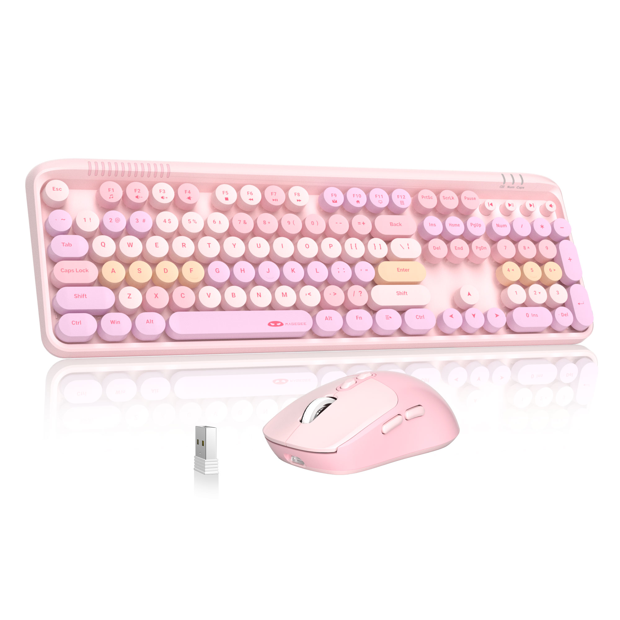 MageGee V920 Kabelgebundene Spieltastatur, kabellos, drei DPI, verstellbares Maus-Set, 104 Tasten, energiesparend, für Laptop, Tablet, PC, Zubehör: Gold