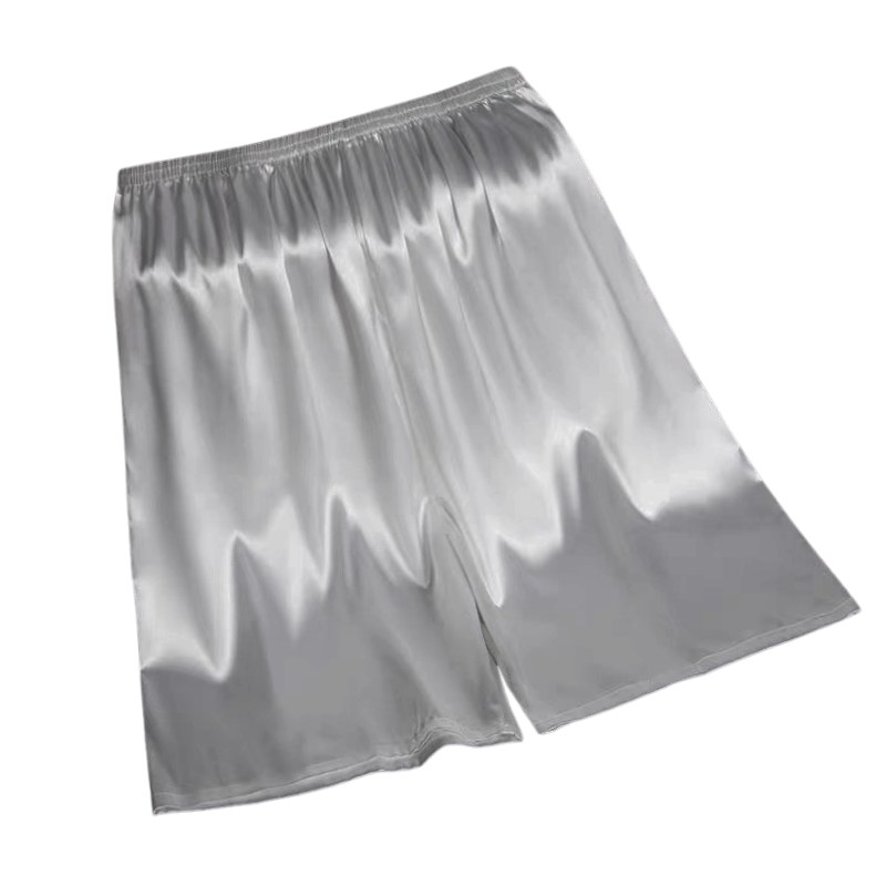 Sexet nattøj til mænd semi-transparente soveshorts elastisk talje silkeagtig loungewear komfort afslappet nattøj pyjamashorts loungebukser: M / Sølv