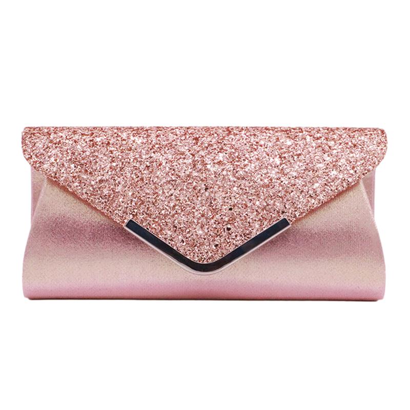 Women Evening Clutch Bag Female Crystal Day Clutch Wedding Purse Party Banquet Black Gold Silver Clutches Bag Sequin Shoulder P: Pink