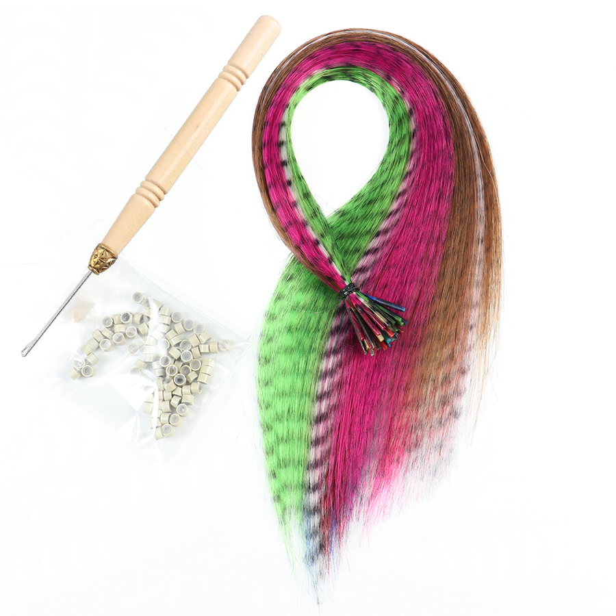 Synthetisch Gekleurd voor Haar Feather Extensions 20 30 40 50 Stuks Tip 16 inch Synthetisch Haarstukje Zebra Feather Hair Extensions: 1B/30HL