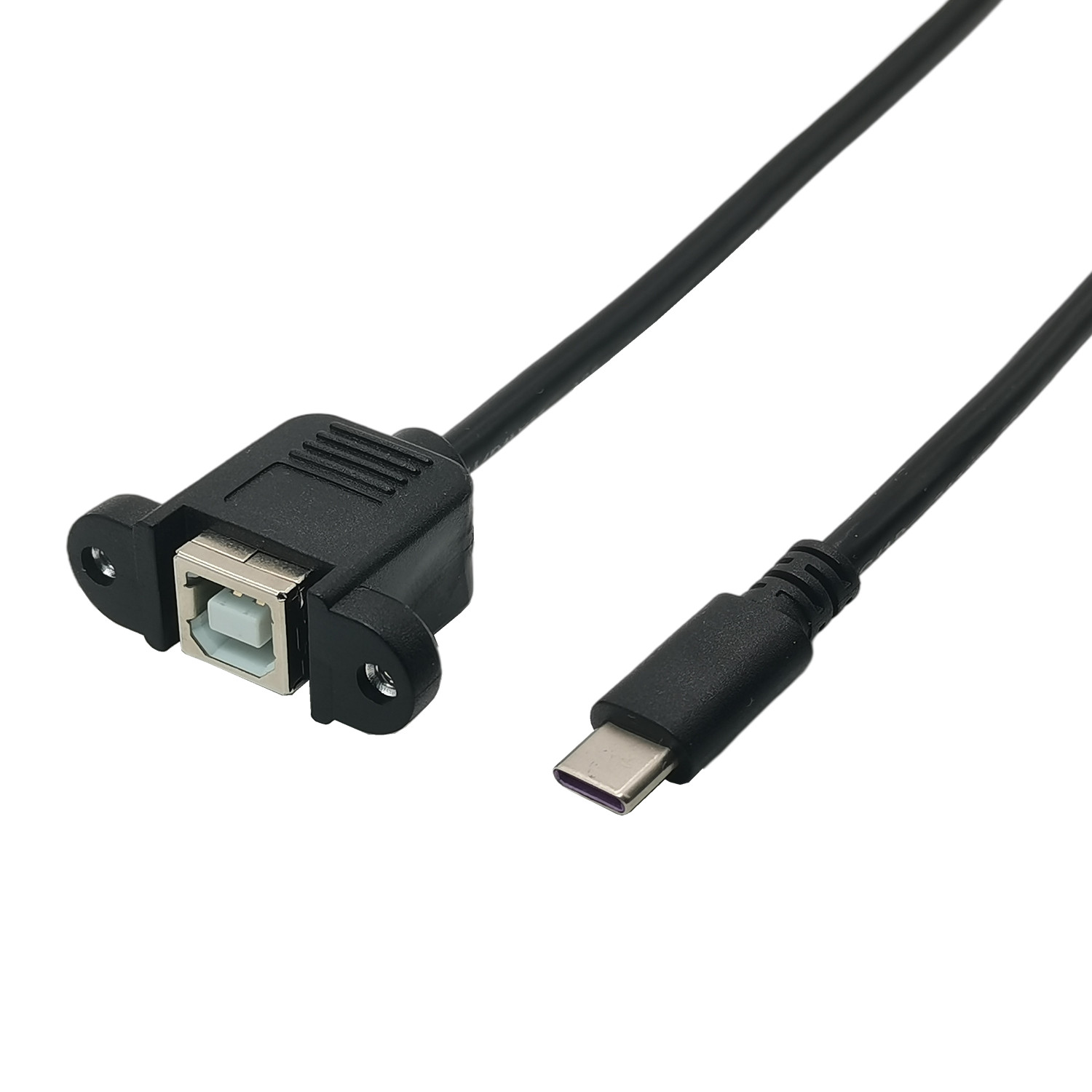 USB-C USB 3.1 Type C Male naar Standaard USB 2.0 B Type Female Datakabel met schroeven Paneelmontage voor tablet en mobiele telefoon 20 cm 0,2 m
