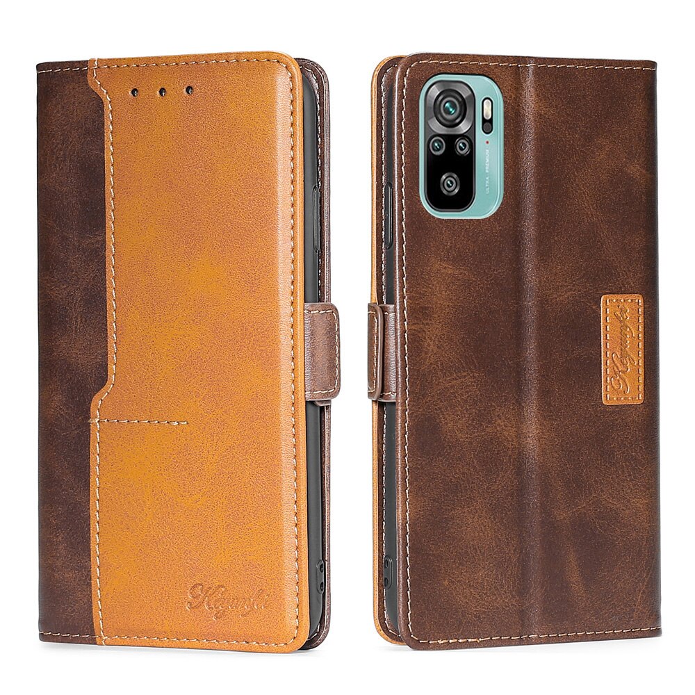 Para xiaomi redmi nota 10 4g 10s caso carteira livro magnético flip capa para redmi nota 10 note10s couro sacos de telefone titular do cartão: Redmi Note 10 / dark brown-gold