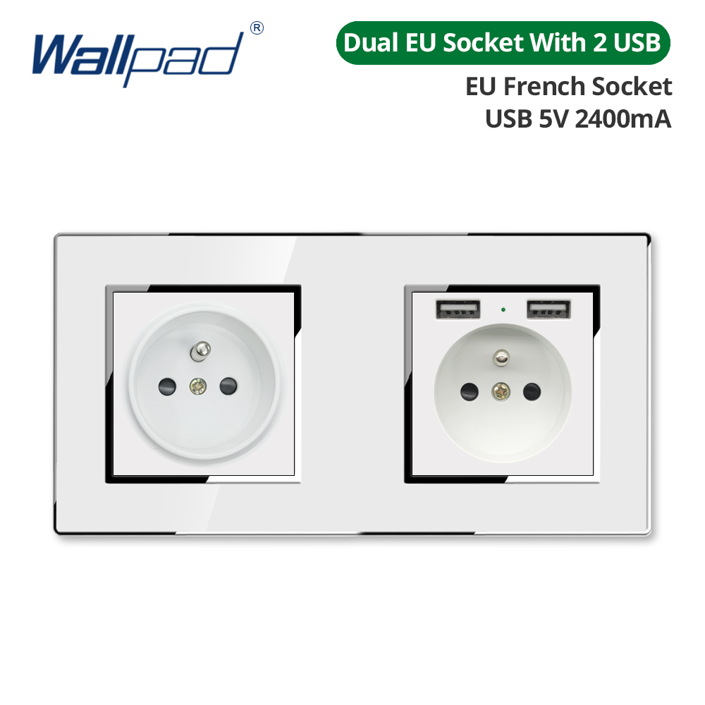 Wallpad White Acrylic Panel Wall Light Switch LED Dimmer USB Charge EU Socket Outlet 4 5 6 7 8 Gang 2 Way Reset 172*86mm: Dark Grey