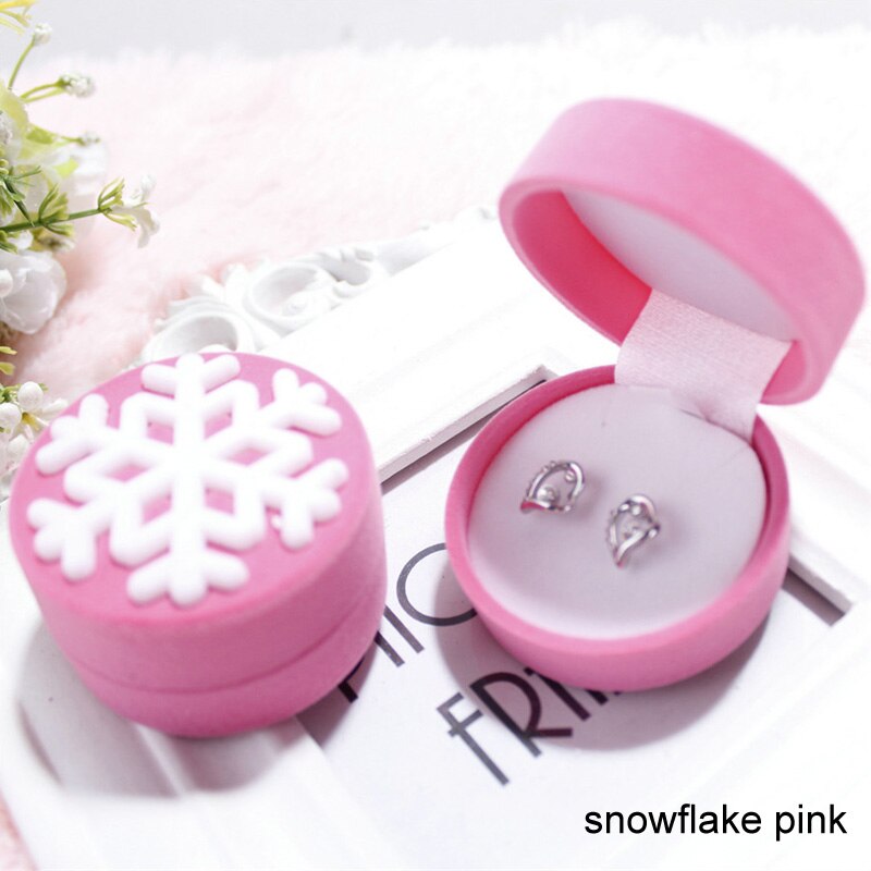 Kasseholder smykker tilbehør mini kasser halskæde øreringe ring forlovelsesring kasse bryllupsfest indretning: Snefnug lyserød