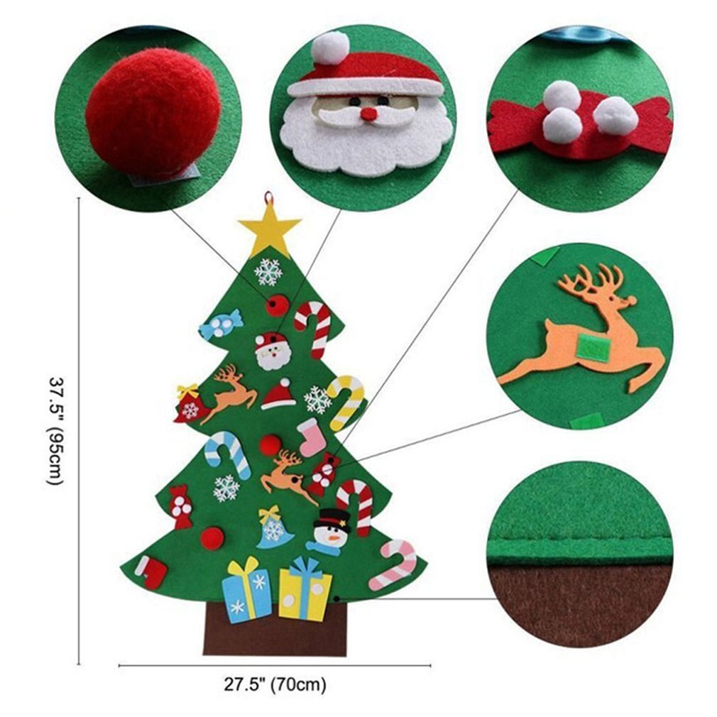 Diy tredimensionelt filt klud juletræ til hjemmet navidad år julepynt børn håndlavet legetøj
