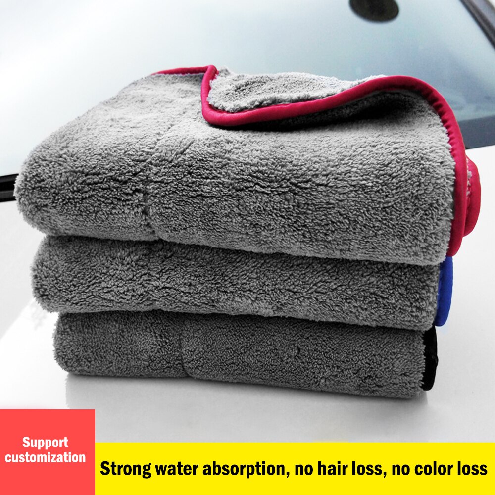 1000GSM Toalla de lavado de coches de tamaño grande y gruesa toalla microfibra felpa paños de microfibra de cera de detallando absorbente
