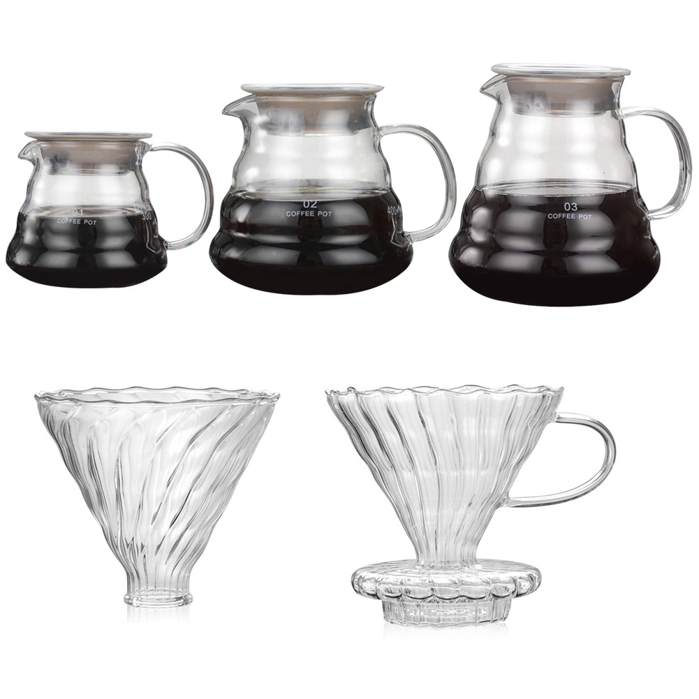 Pour Over Range Coffee Server Carafe Drip Coffee Pot Coffee Kettle Brewer Barista Percolator Clear 360ml 600ml 800ml