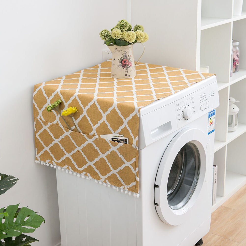 Geometric Rhombus Washing Machine Refrigerator Dust Cover Protector with Pocket: 7