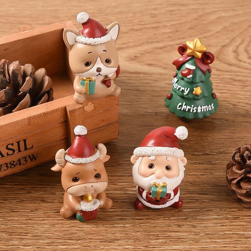 1PC Miniatur Harz Schmücken Harz Mini Figur Weihnachten Santa Claus Harz Spielzeug DIY Garten Ornament Handwerk Kinder Spielzeug