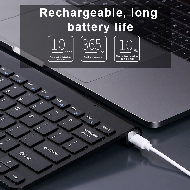 Ensemble Mini-souris optique et clavier sans fil étanche 2.4G, Rechargeable, silencieux, pour PC, ordinateur portable et Notebook