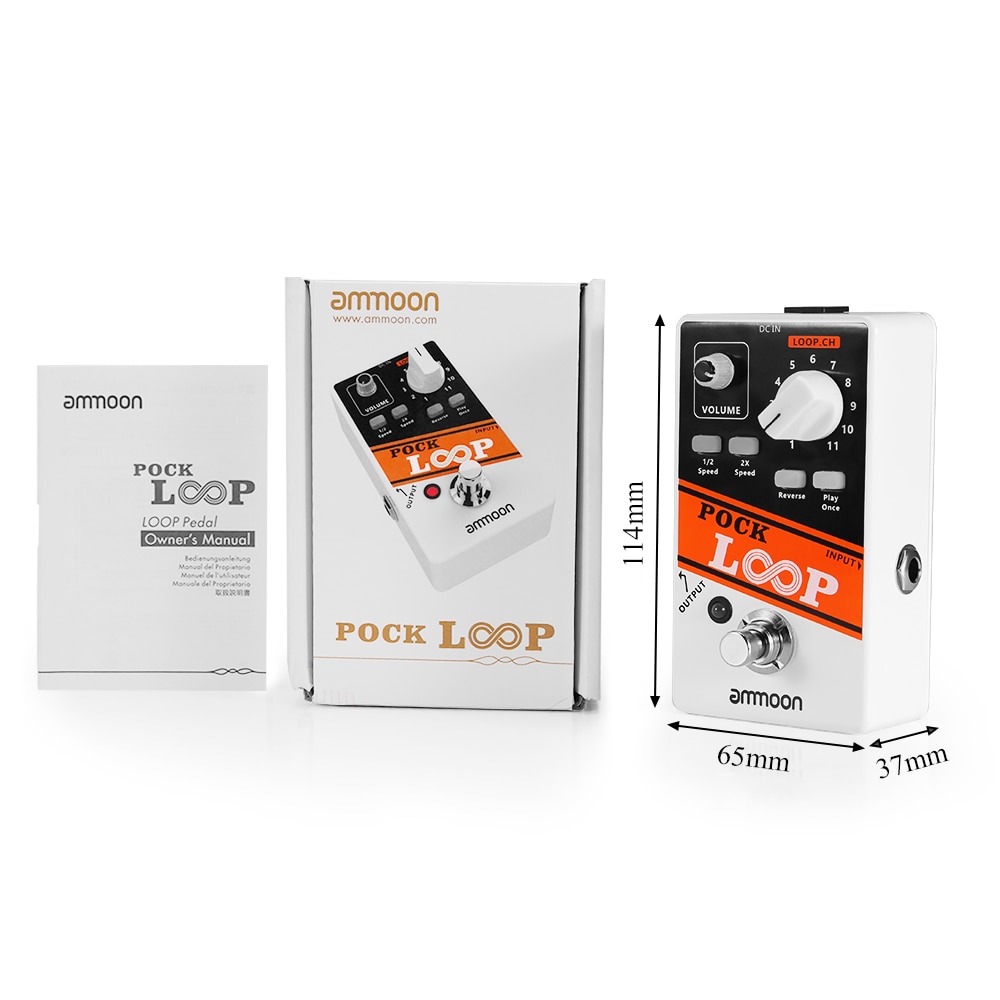 ammoon STEREO Looper POCK LOOP Guitar Effect Pedal 11 Loopers Max.330mins Recording Time Supports 1/2 & 2X Speed Guitar Pedal