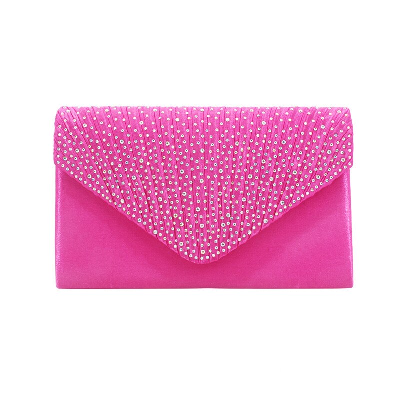 HIGH-END di STRASS pieghettato cena sacchetto di donna che indossa un abito con Cheongsam signora di sacchetto della borsa cena di diamante del sacchetto di mano bag #20: Hot Pink