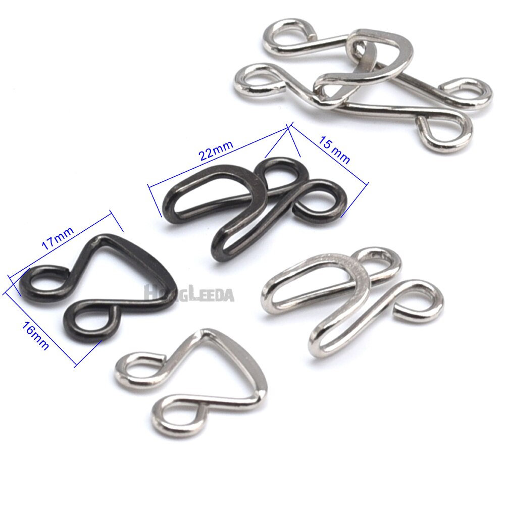 50 set/lote grande de metal latón gancho/gancho de ojo 16 # pantalones/falda/pantalón/gancho para ropa ojos níquel plata negro color níquel