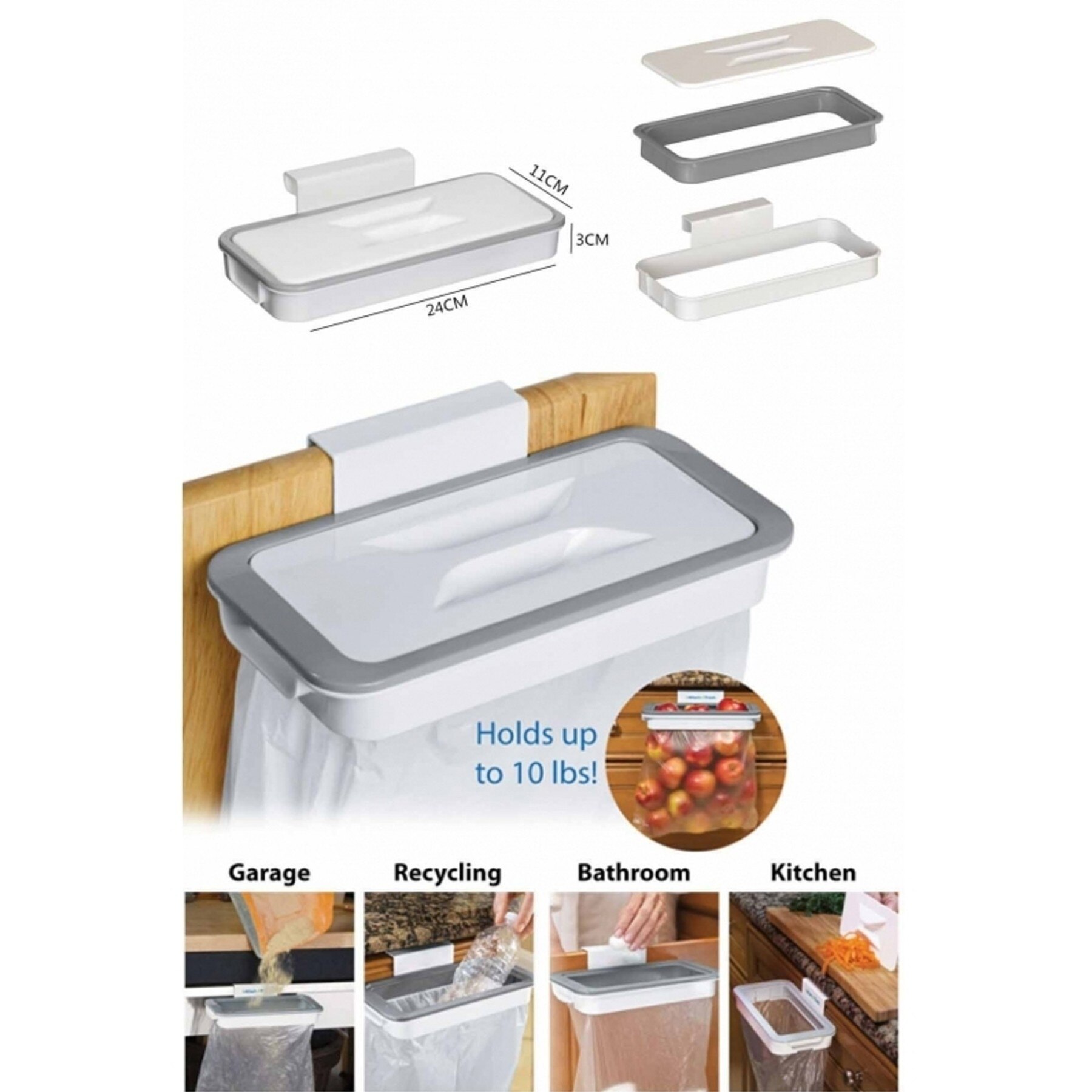 SUPPORTO BUSTE SPAZZATURA GANCIO CASSETTI ante MOBILI RACCOLTA RIFIUTI CUCINA