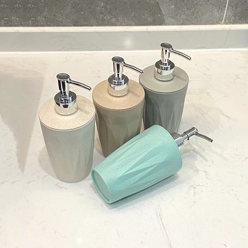 370ml Wheat Straw Liquid Soap Dispensers Bathroom Emulsion Dispensing Bottle Presser Soap Dispensers