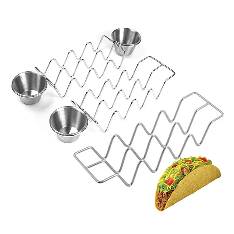 Stainless Steel Taco Holders Wave Shape Slots Mexican Food Rack Maquina Para Hacer Tortillas Electrica Cooking Empanada Pies