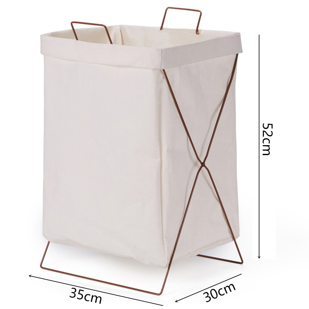 cotton linen Nordic simple support-type laundry basket waterproof moisture-proof foldable laundry bag: Clean And Pure White