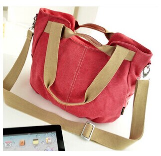 spring and summer women canvas bag with leather shoulder influx of portable multi-purpose