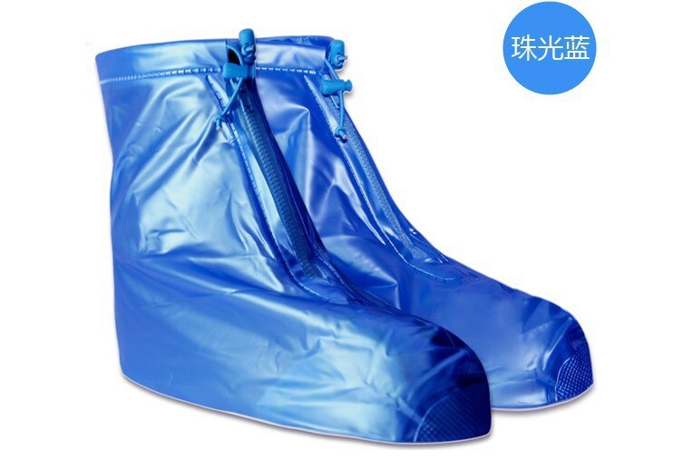 Regen Borghese Echt Product Dikke Antislip Zool Waterdicht Overshoe Fietsen Waterdichte Schoen Cover Pvc Black: 322 Blue M Code