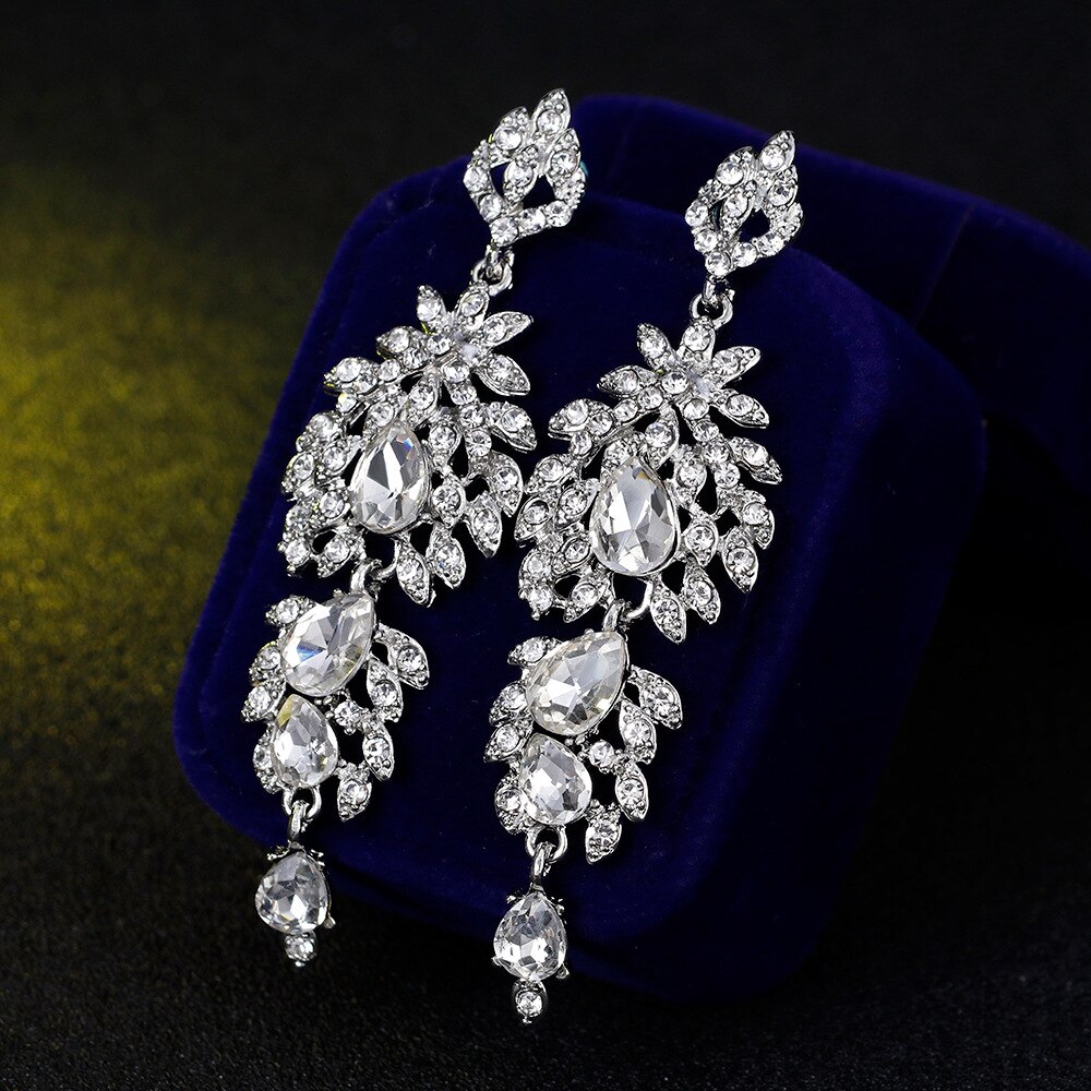 Crystal Zirkoon Wedding Oorbellen Voor Vrouwen Koreaanse Mode Strass Bridal Lange Dangle Oorbellen Sieraden BA050: BA152