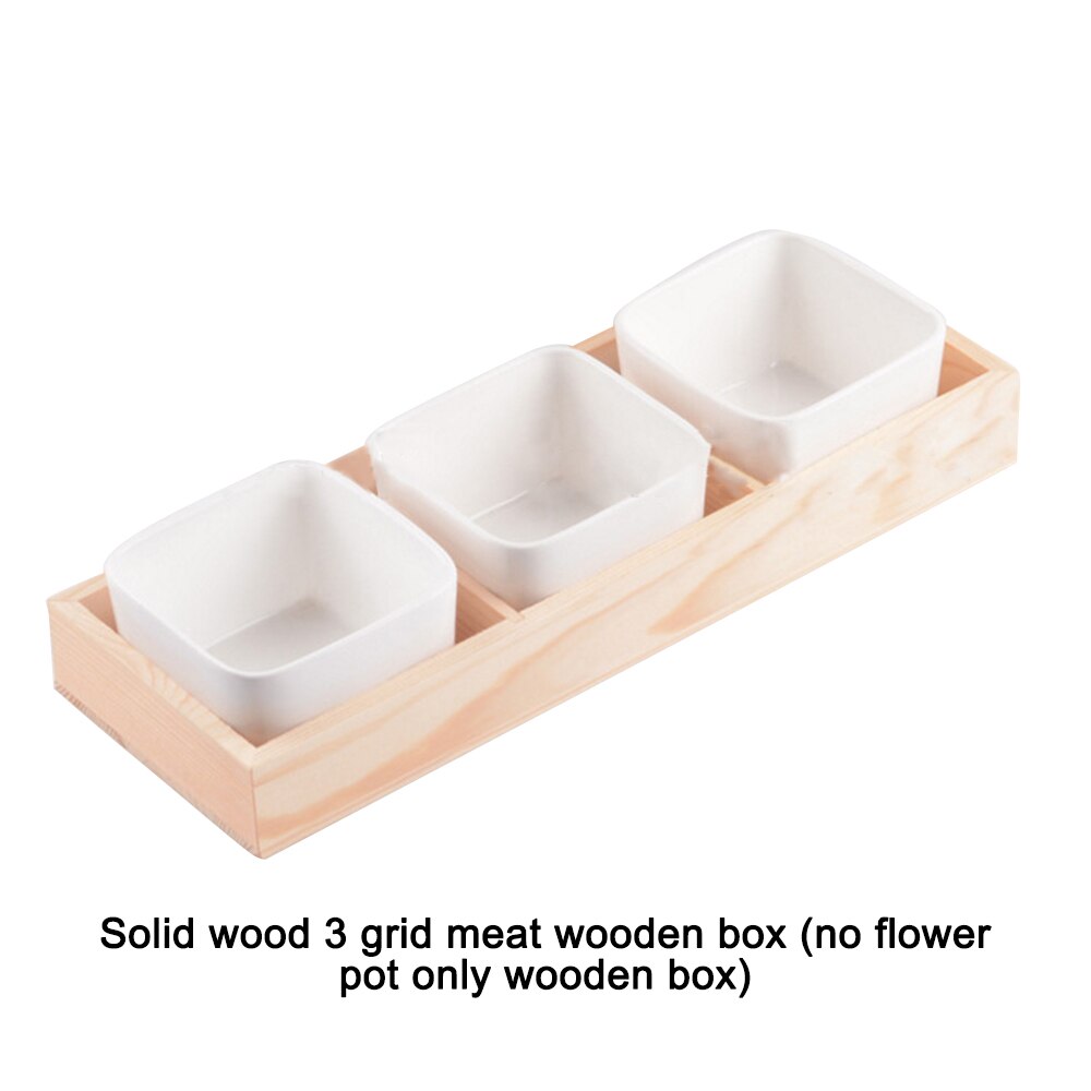 3 Grid Wooden Vintage Wood Garden Flower Planter Succulent Pot Rectangle Trough Box Plant Bed